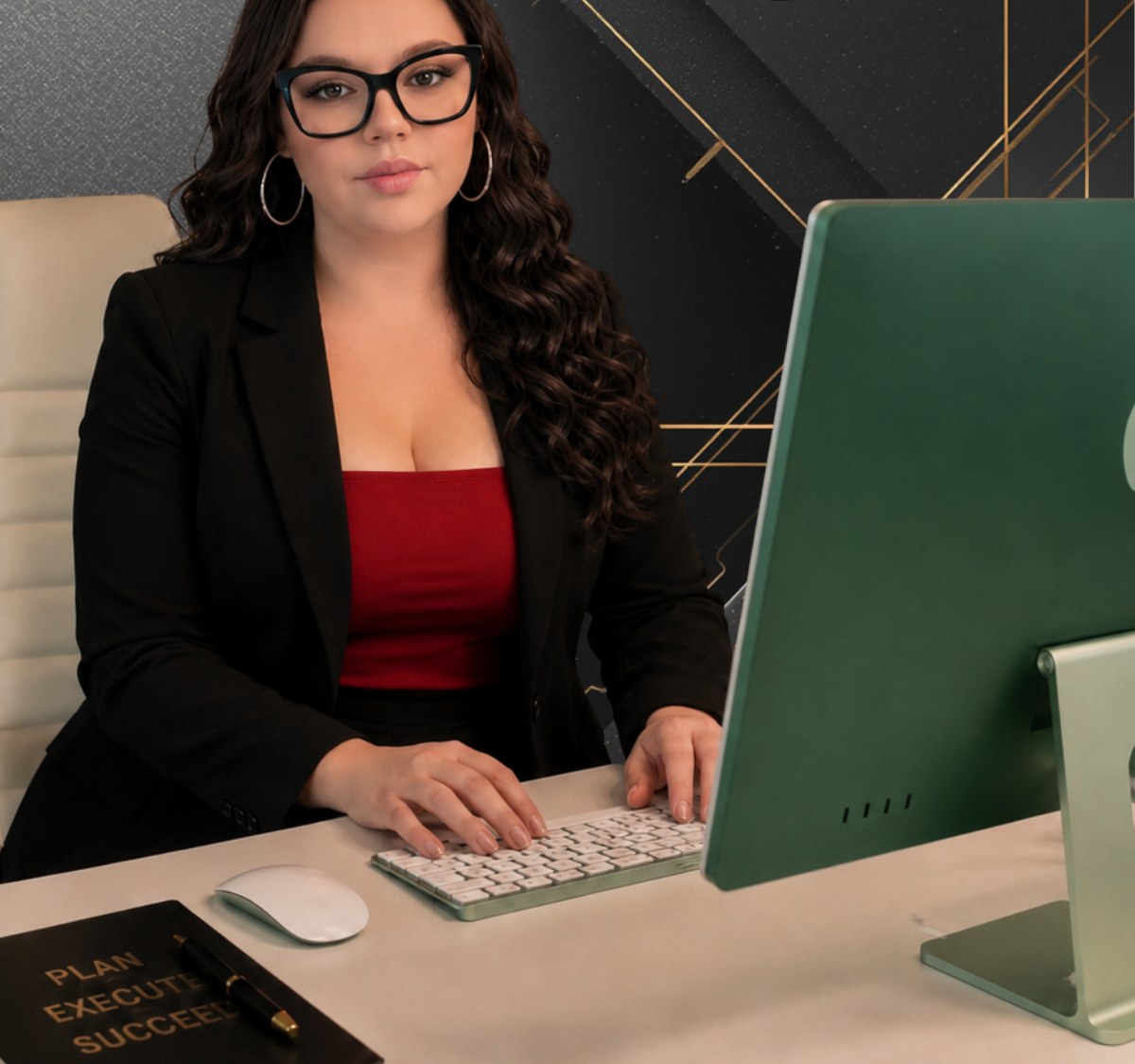 Dani Mac, founder of Dani Mac Studio, working at her desk
