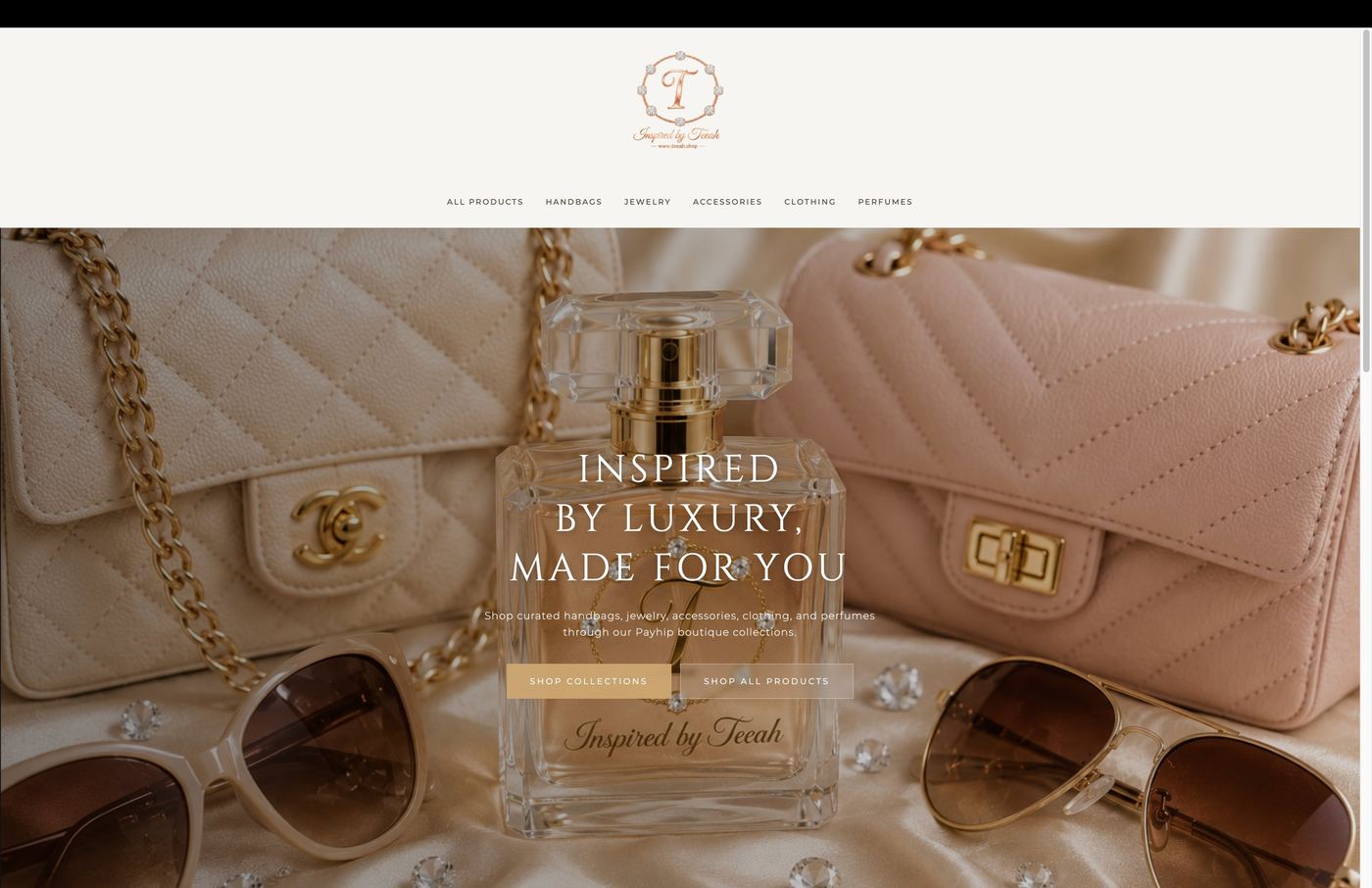 teeah.shop — live website homepage